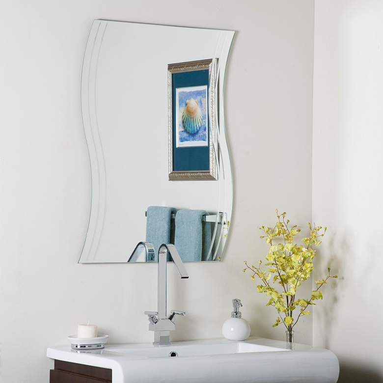 Image 1 Frameless Wave 23 1/2" x 31 1/2" Novelty Wall Mirror