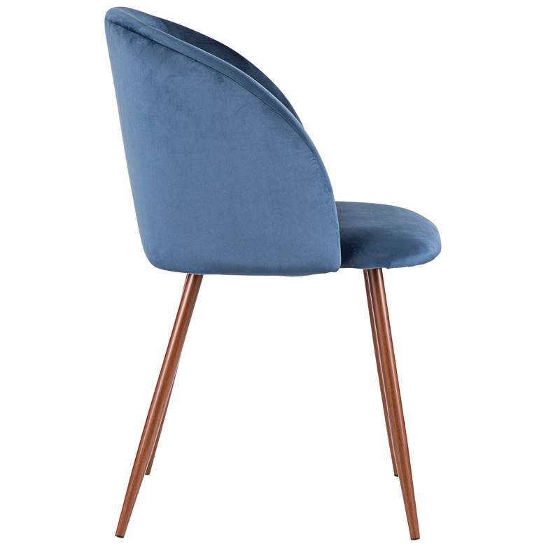 Image 2 Fran Blue Velvet and Walnut Dining Chairs Set of 2 more views