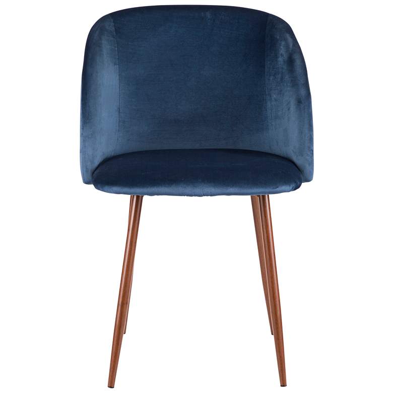 Image 5 Fran Blue Velvet and Walnut Dining Chairs Set of 2 more views