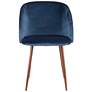 Fran Blue Velvet and Walnut Dining Chairs Set of 2