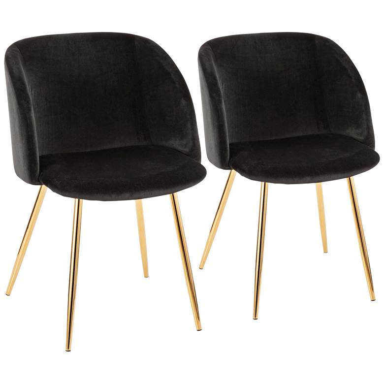 Image 1 Fran Gold Metal and Black Velvet Dining Chairs Set of 2