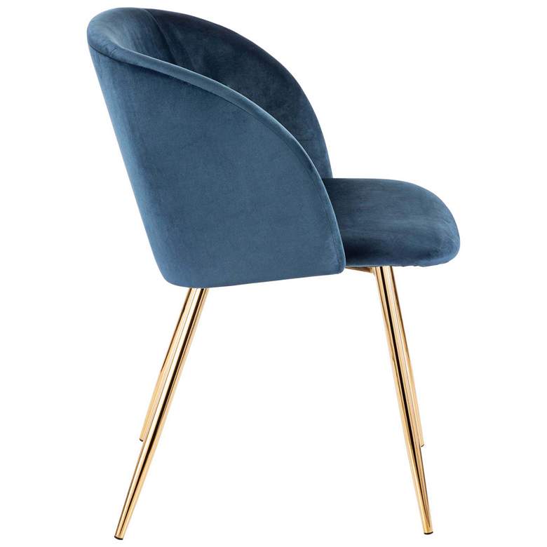 Image 2 Fran Gold Metal and Blue Velvet Dining Chairs Set of 2 more views