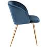 Fran Gold Metal and Blue Velvet Dining Chairs Set of 2