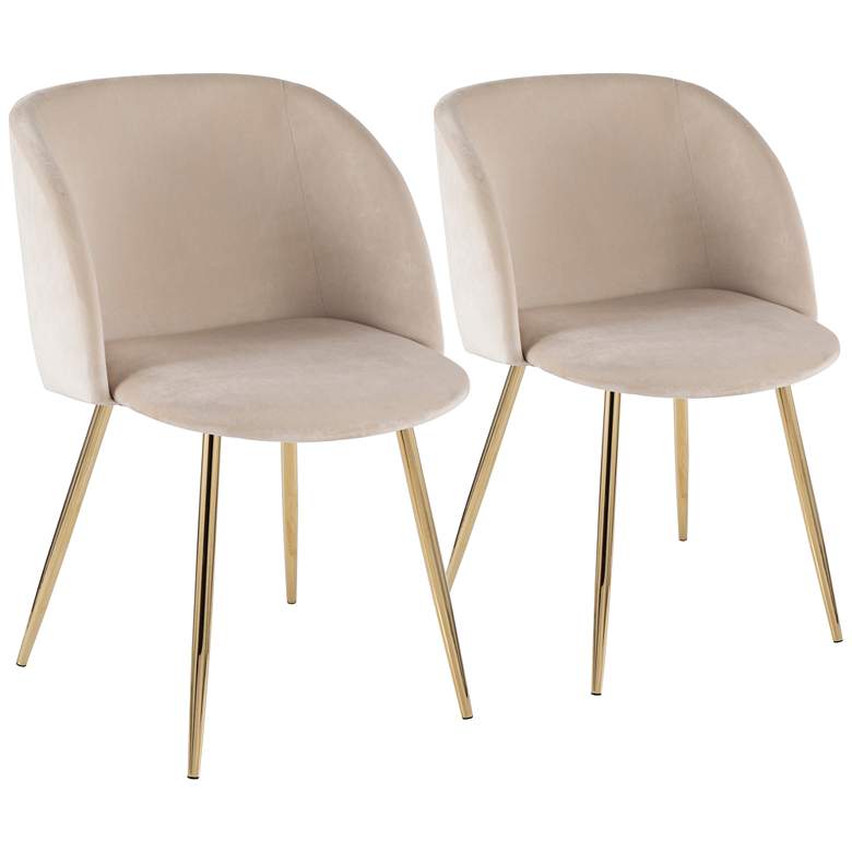 Image 1 Fran Gold Metal and Cream Velvet Dining Chairs Set of 2