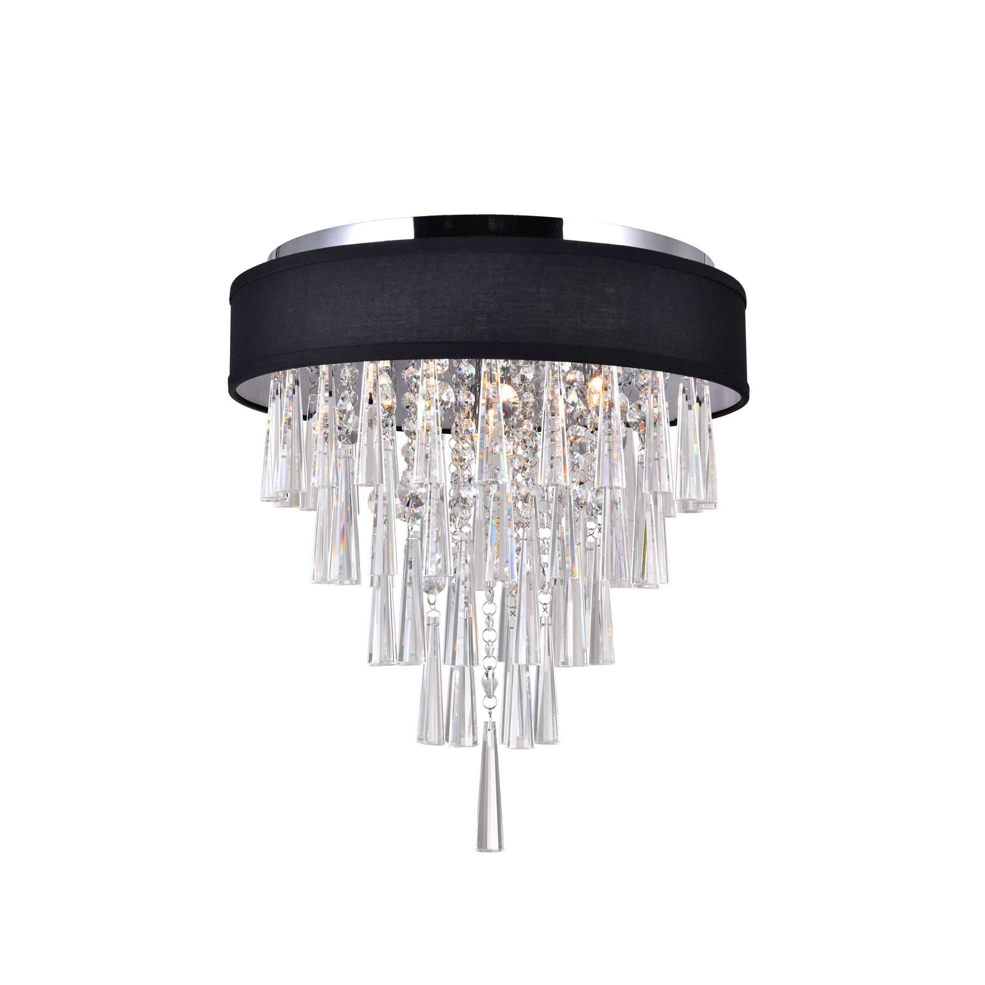 Image 2 Franca 4 Light 16in Chrome Flush Mount with Black Shade more views