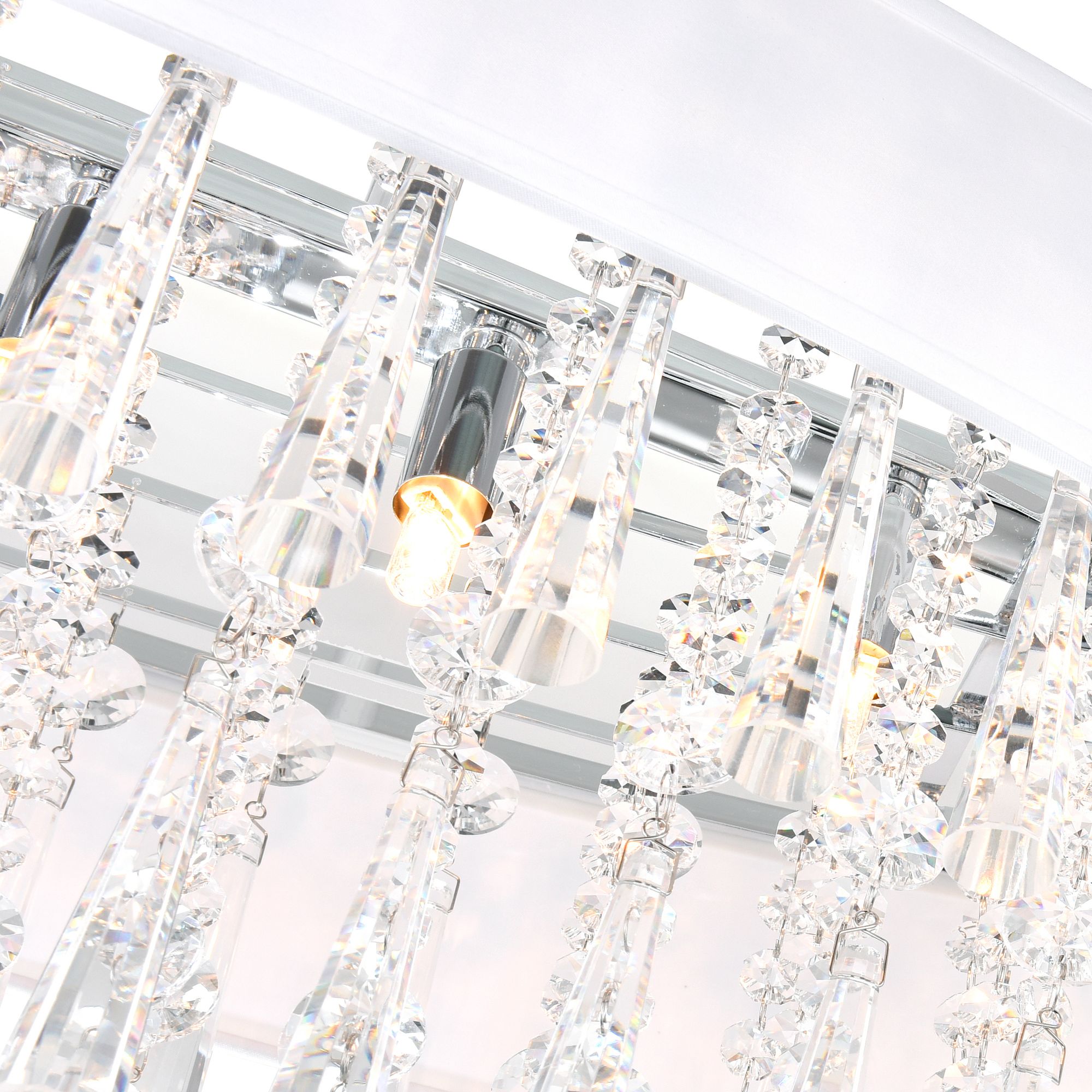 Image 5 Franca 4 Light 16in Chrome Flush Mount with Off White Shade more views