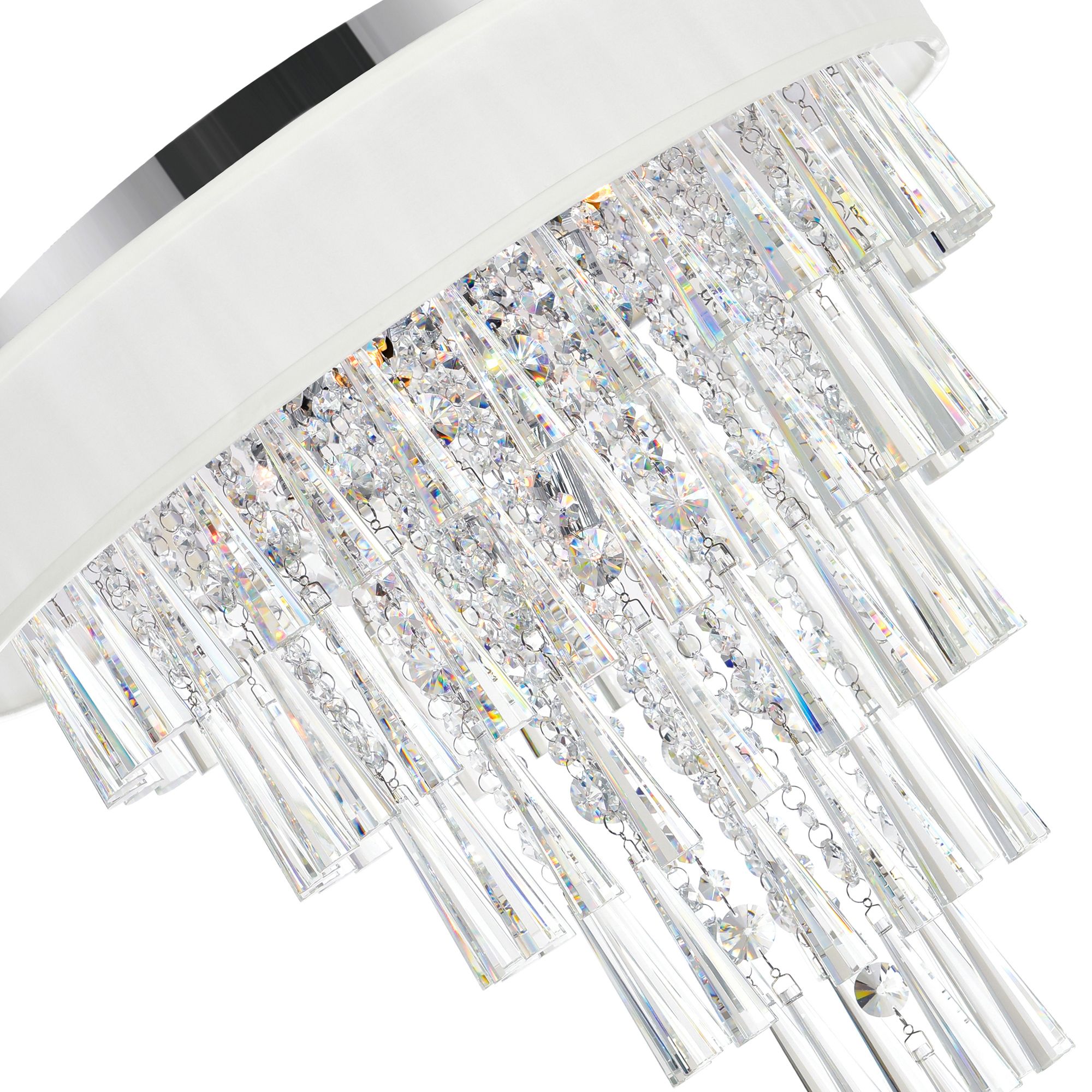 Image 2 Franca 8 Light 22in Chrome Flush Mount with Off White Shade more views
