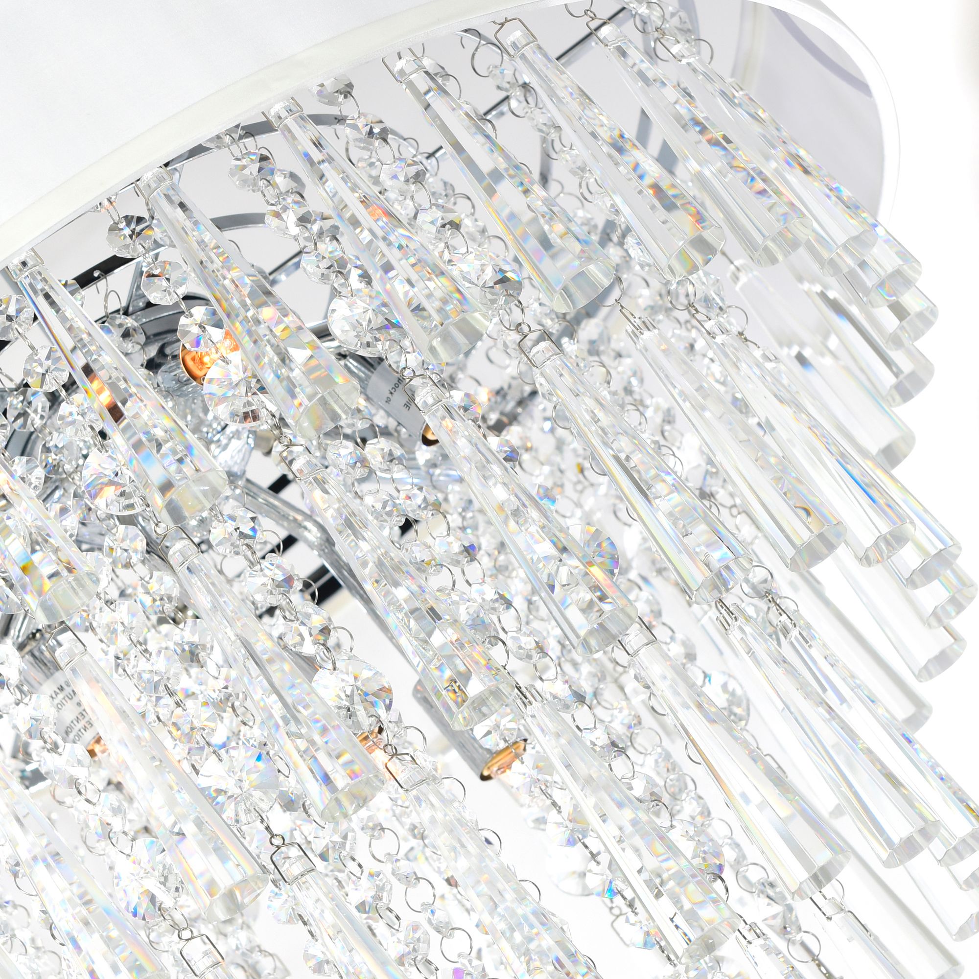 Image 3 Franca 8 Light 22in Chrome Flush Mount with Off White Shade more views