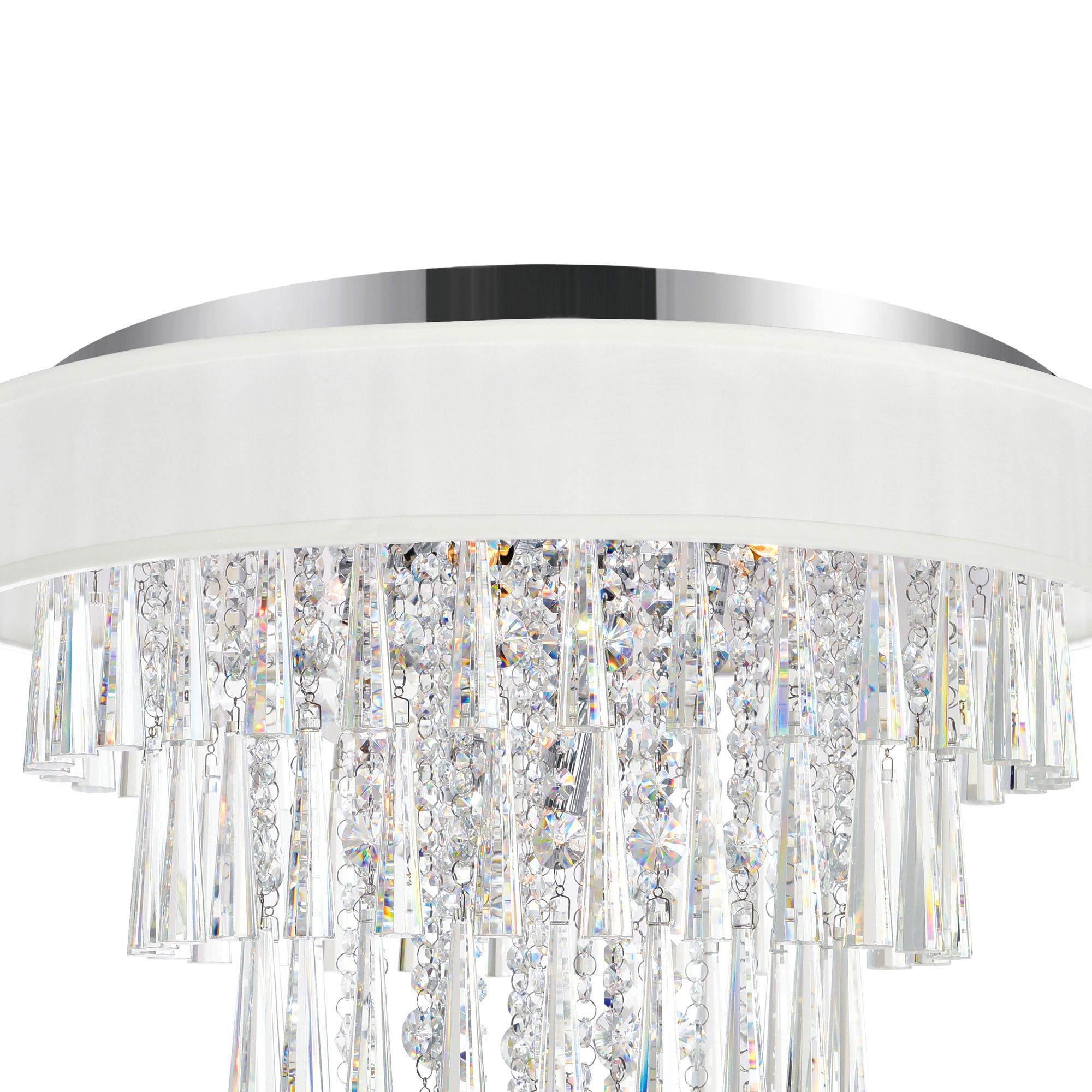 Image 4 Franca 8 Light 22in Chrome Flush Mount with Off White Shade more views