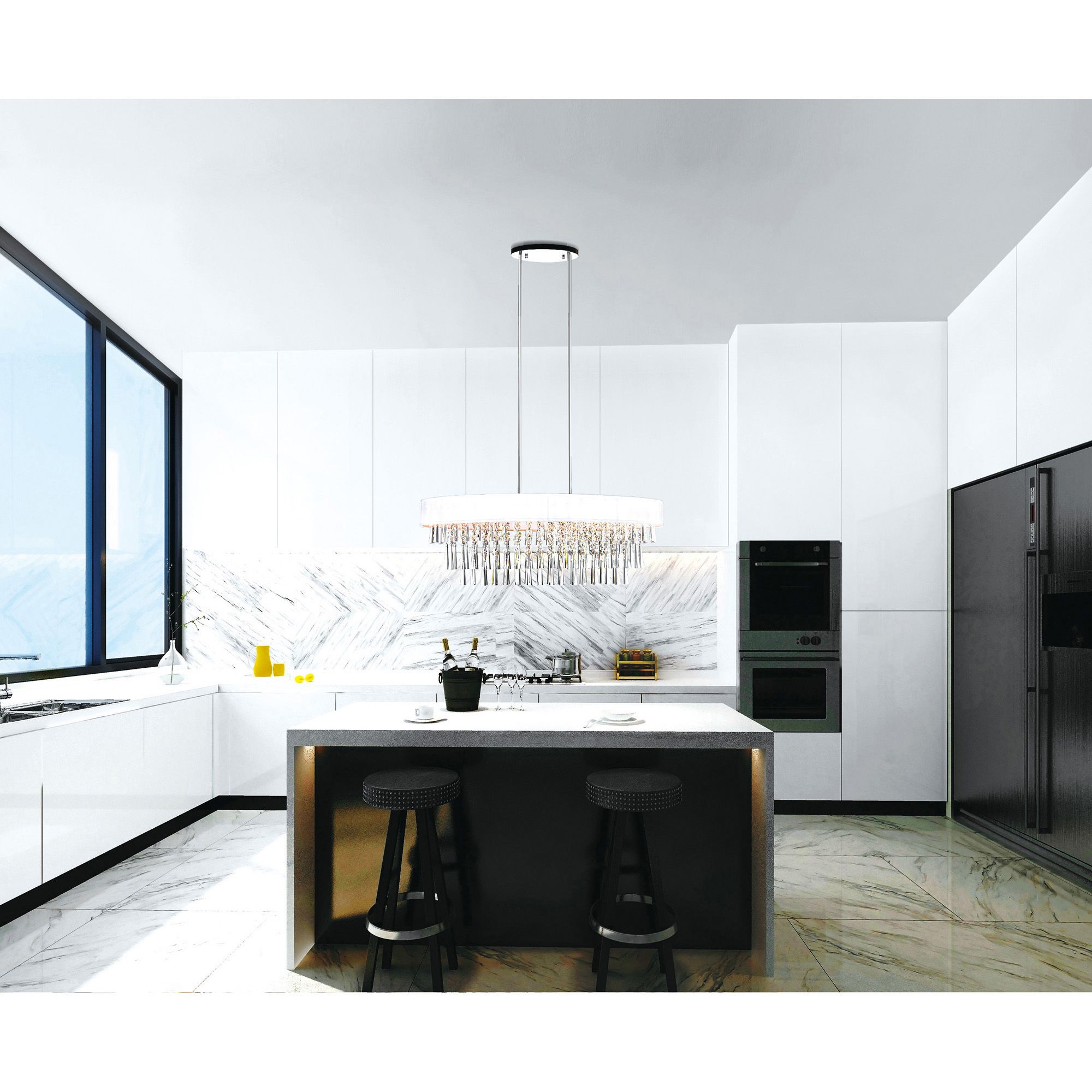 Image 4 Franca 8 Light 38in Chrome Chandelier with Off White Shade more views