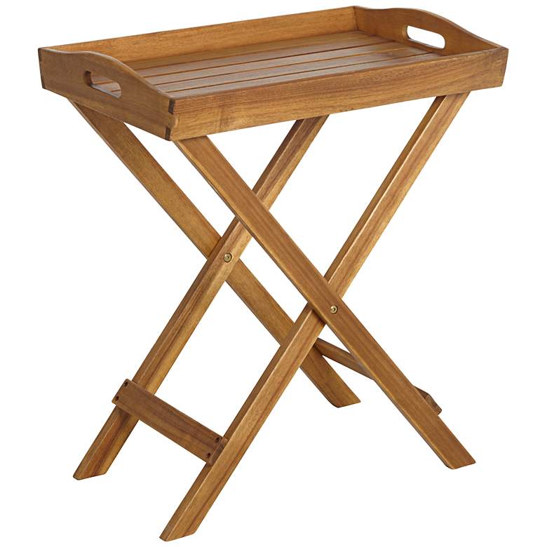 Image 1 France Outdoor Honey Brown Wood Tray with Stand