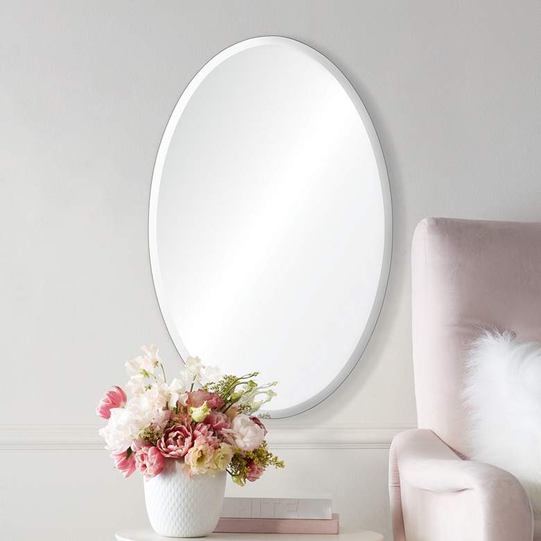Image 1 Frances 18 inch x 28 inch Oval Beveled Wall Mirror