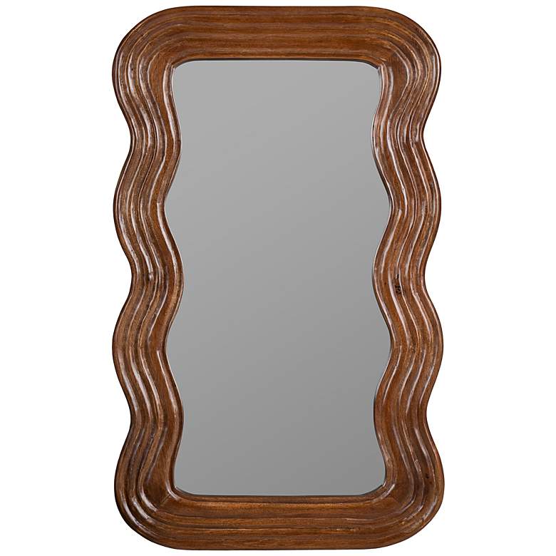 Image 1 Frances Walnut 22" x 36" Wavy Rectangular Wall Mirror