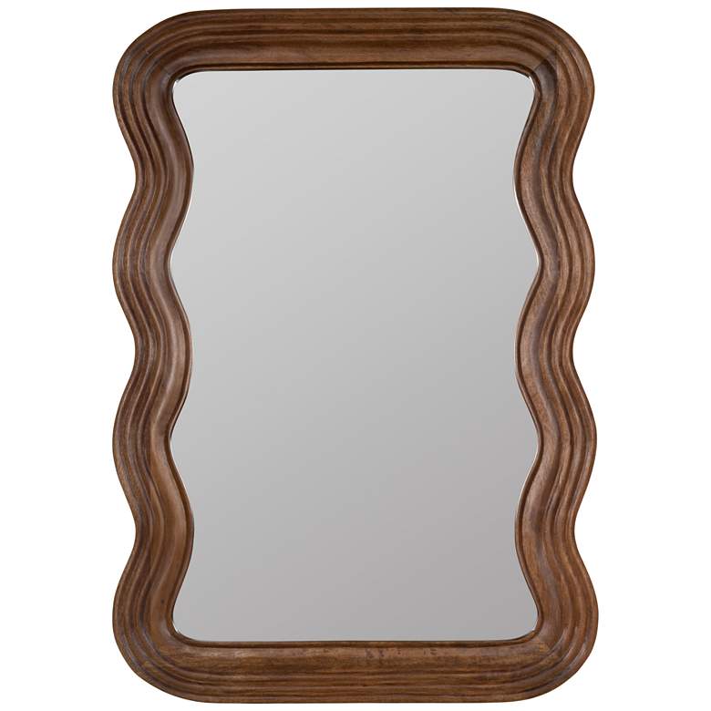 Image 2 Frances Walnut Finish 40" x 28" Mango Wood Rectangle Wall Mirror