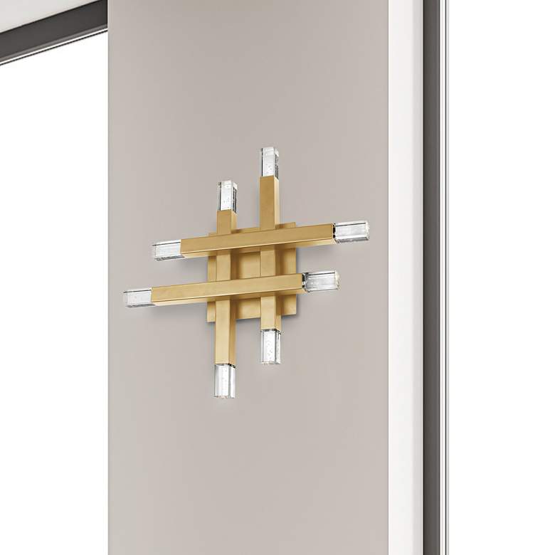 Image 4 Francesca 15 3/4" High Aged Brass LED Wall Sconce more views
