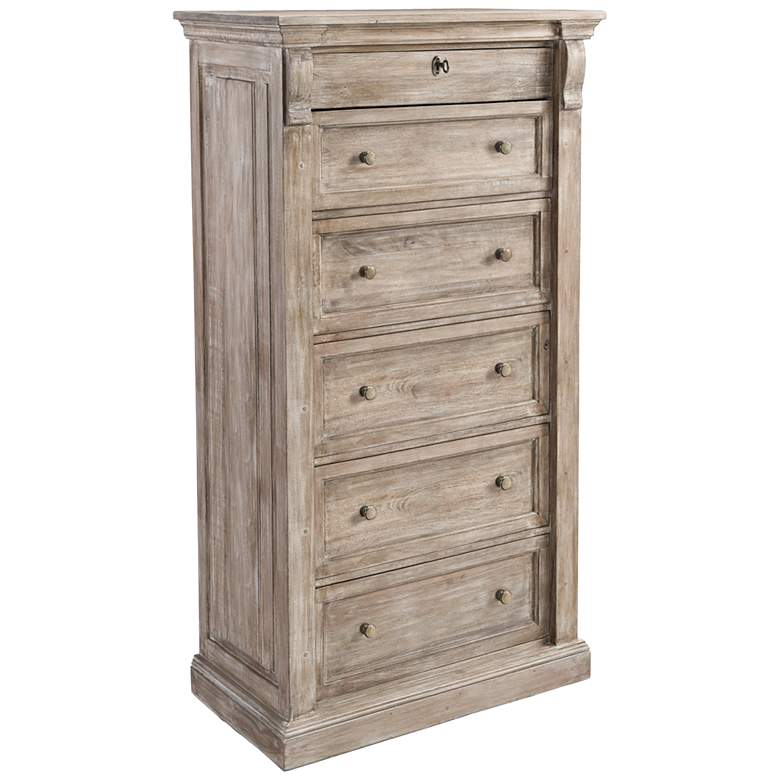 Image 1 Francesca 36" Wide Natural Mango Wood 6-Drawer Accent Chest