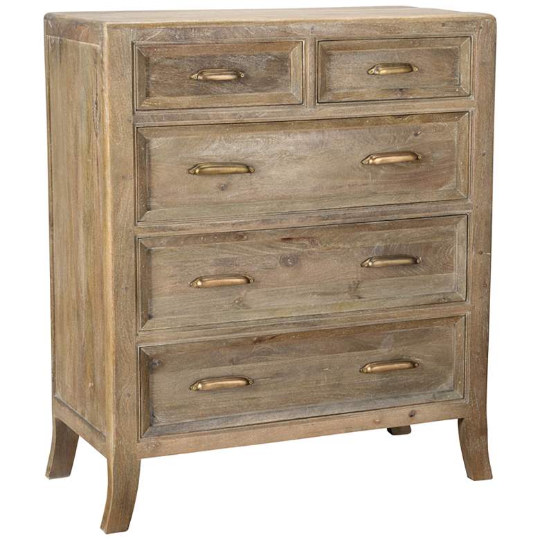 Image 1 Francesca 41" Wide Vintage Taupe Mango Wood 5-Drawer Dresser