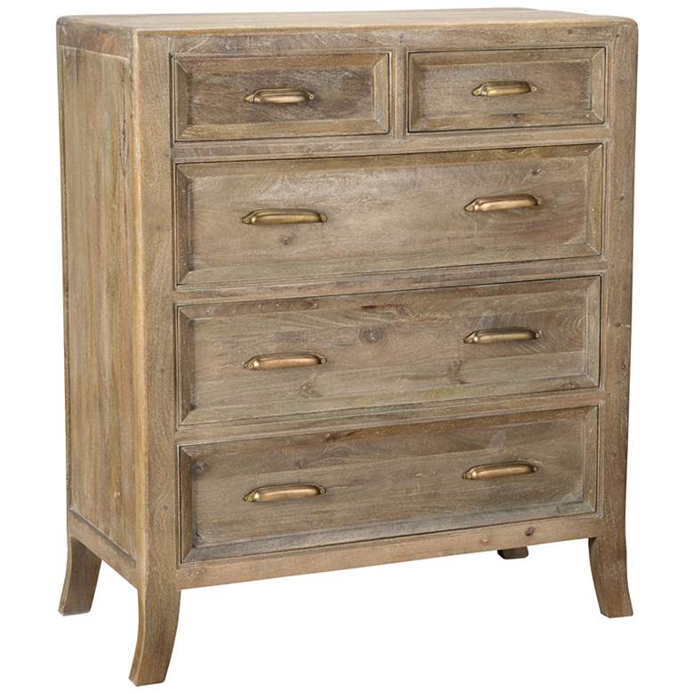 Image 1 Francesca 41 inch Wide Vintage Taupe Mango Wood 5-Drawer Dresser