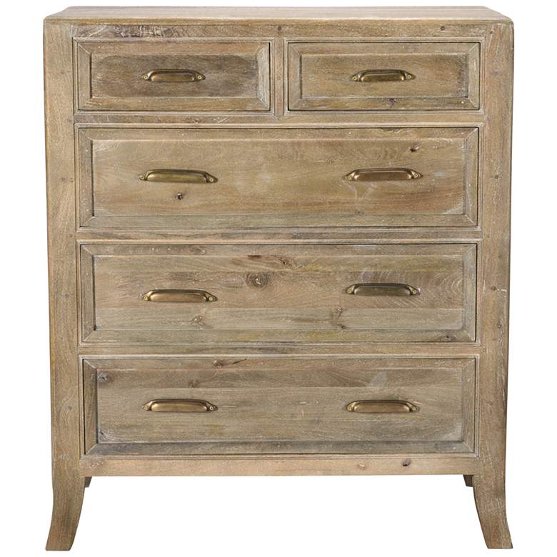 Image 4 Francesca 41" Wide Vintage Taupe Mango Wood 5-Drawer Dresser more views