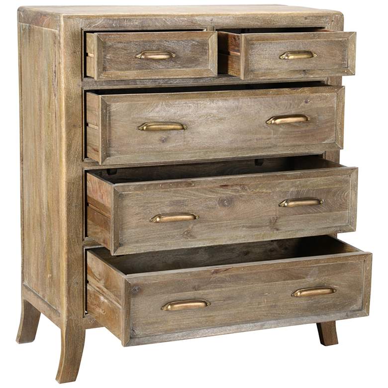 Image 5 Francesca 41" Wide Vintage Taupe Mango Wood 5-Drawer Dresser more views