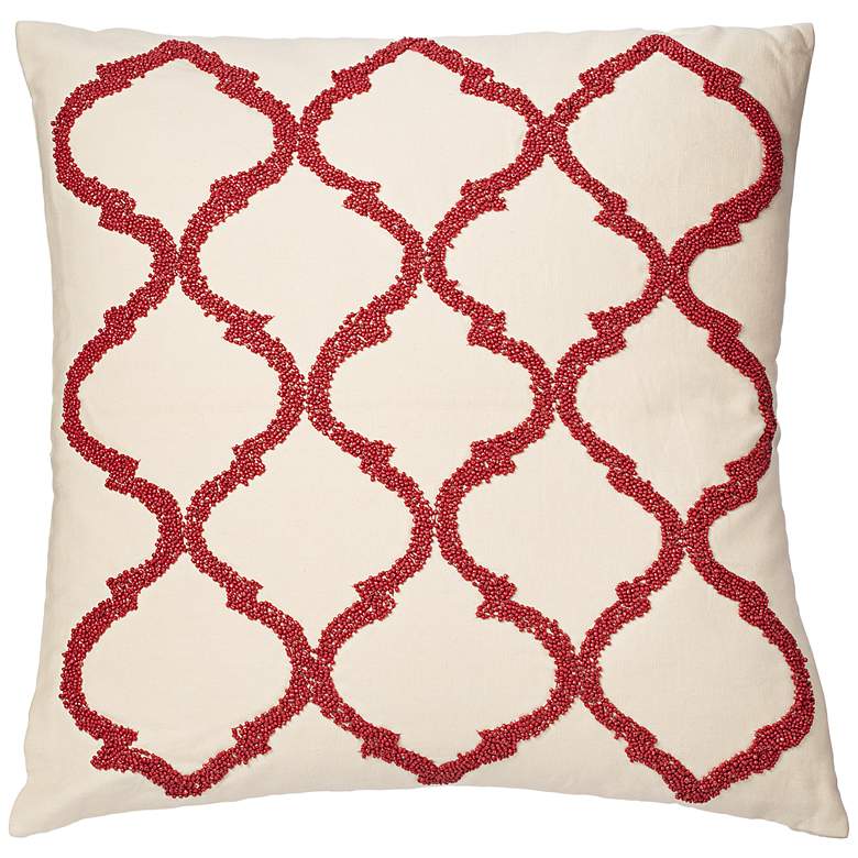 Image 1 Francesca Red 18 inch Square Beaded Accent Pillow