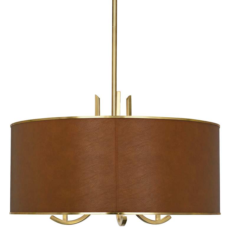 Image 1 Francesco 25"W Antique Brass and Camel Shade Pendant Light