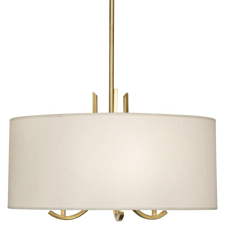 Image 1 Francesco 25"W Antique Brass and Taupe Shade Pendant Light