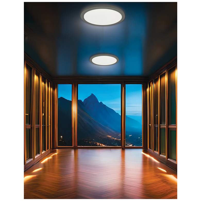 Image 2 Franchesa 16" Wide Matte Black LED Flush Mount more views