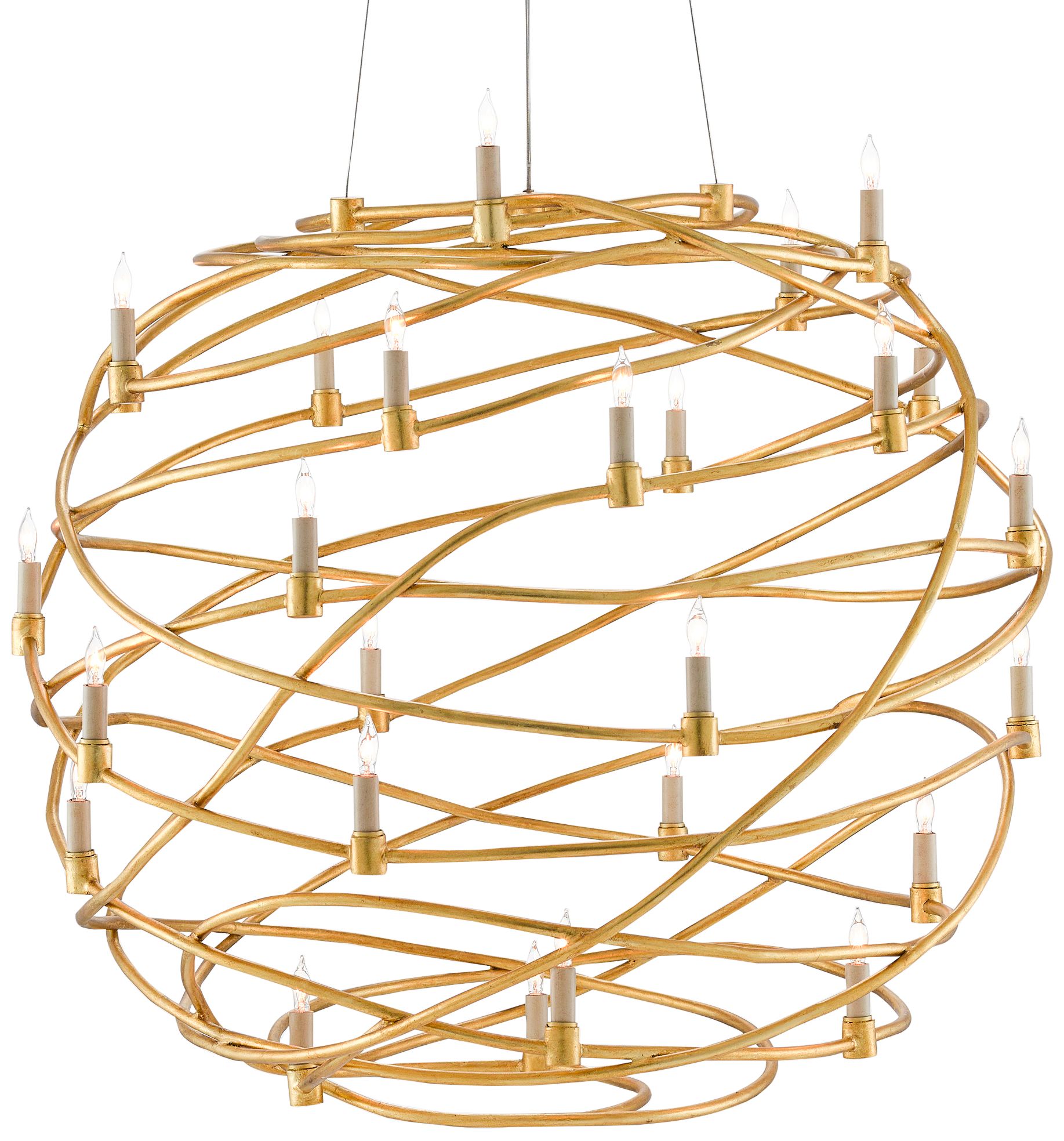 Franchette 41"W 26-Light Contemporary Gold Leaf Chandelier