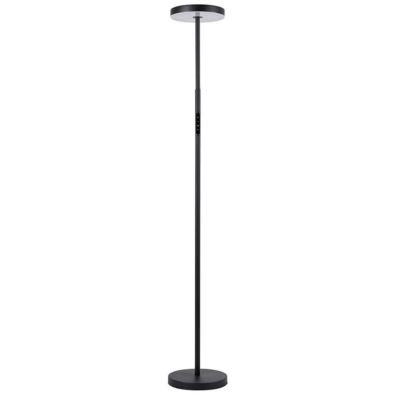 Image 1 Francine 54"H Sandy Black 30W Floor Lamp With White Acrylic Diffuser