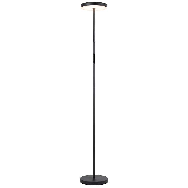 Image 2 Francine 54"H Sandy Black 30W Floor Lamp With White Acrylic Diffuser more views