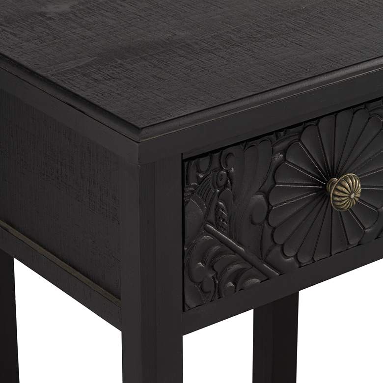 Francis 13 3/4 inch Wide Black Side Table with Drawer more views