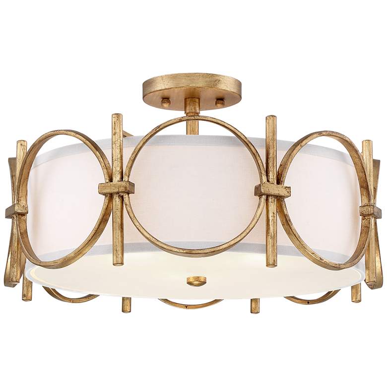 Image 4 Francis 18 1/4 inch Wide Gold Drum Ceiling Light more views