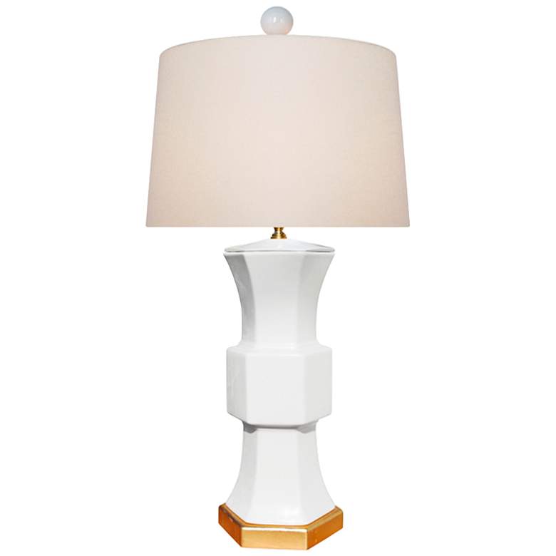 Image 1 Francis 27 1/2" High White Porcelain Hexagonal Vase Table Lamp