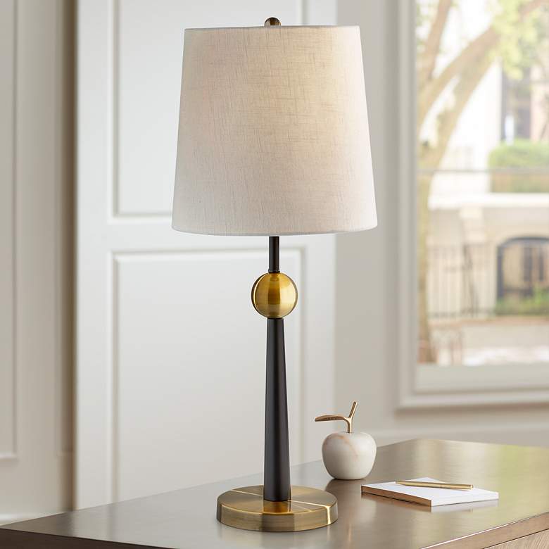 Image 1 Francis Black and Antique Brass Metal Table Lamp