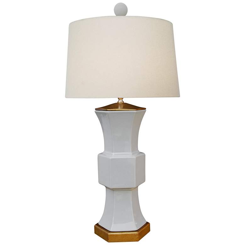Image 1 Francis Gray Porcelain 27 1/2" Hexagonal Vase Table Lamp