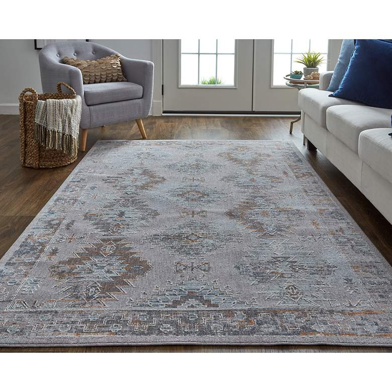 Image 1 Francisco 39GEF 5'x8' Gray and Orange Rectangular Area Rug