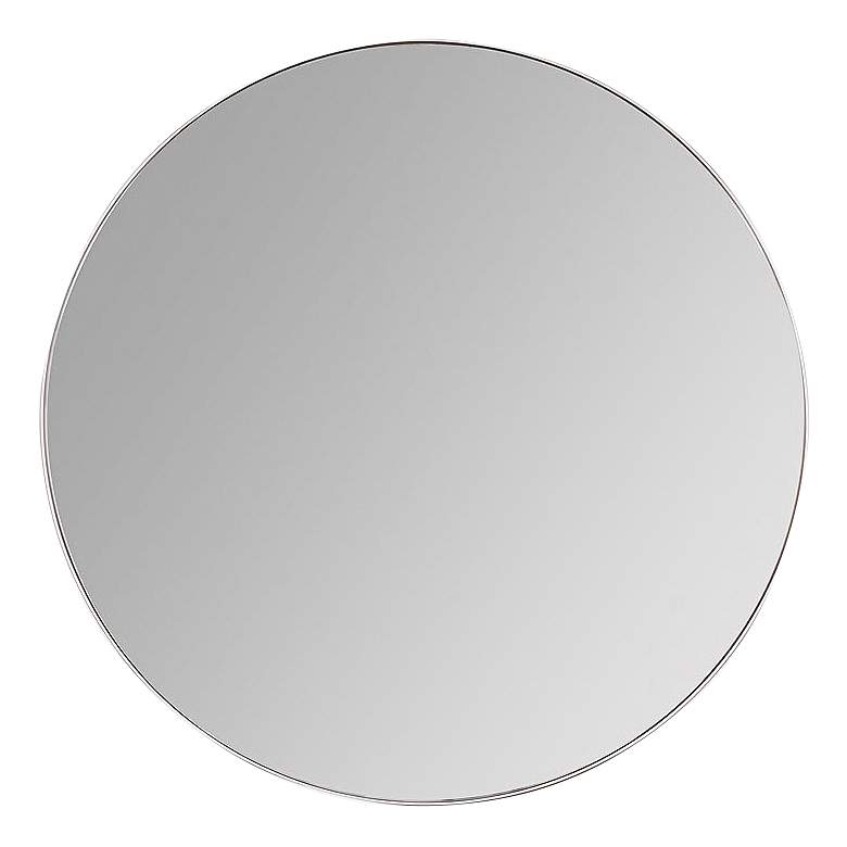 Image 1 Franco Glossy Silver Metal 33 3/4 inch Round Wall Mirror