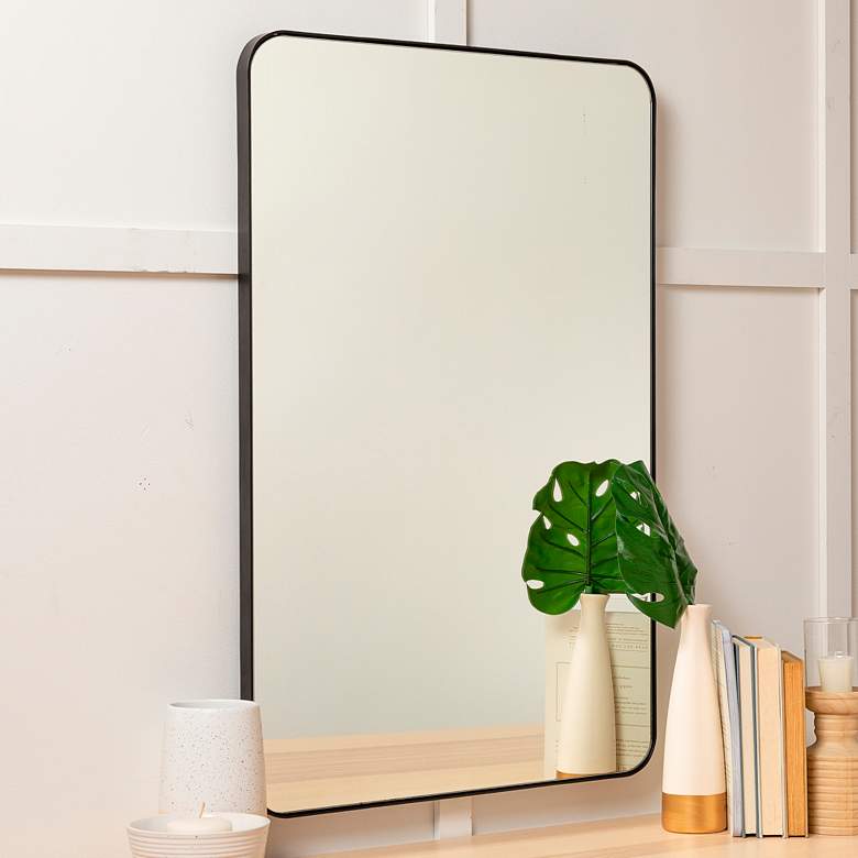 Image 1 Franco Matte Black 24 inch x 36 inch Rectangular Wall Mirror