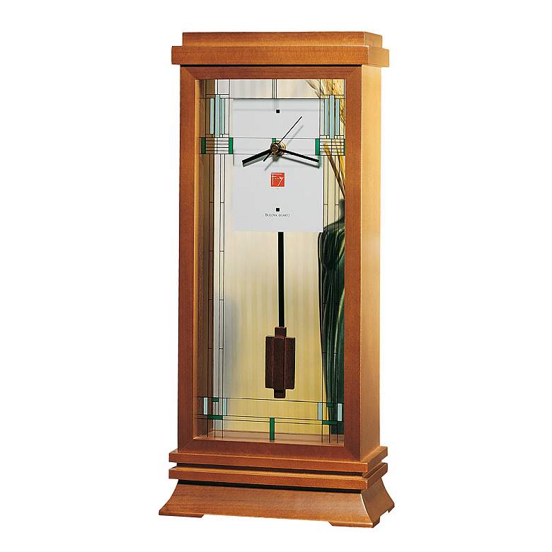 Image 1 Frank Lloyd Wright Renata 13" Pendulum Battery Mantel Clock by Bulova