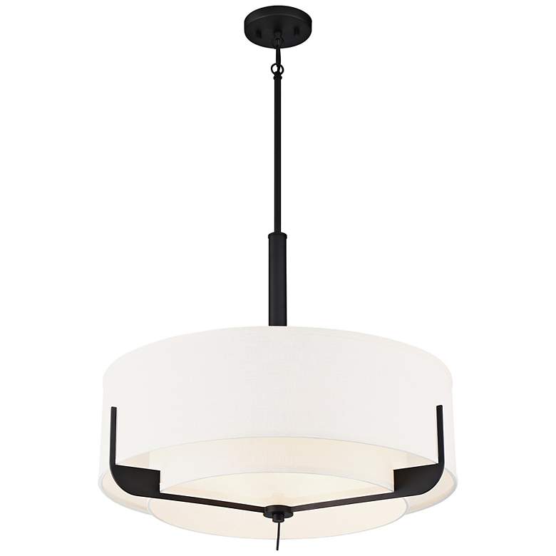 Image 5 Frankie 24" Wide Aged Bronze Pendant Light w/ Drum Shade more views
