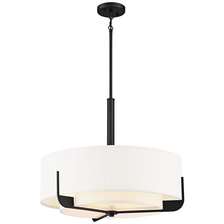 Image 6 Frankie 24" Wide Aged Bronze Pendant Light w/ Drum Shade more views