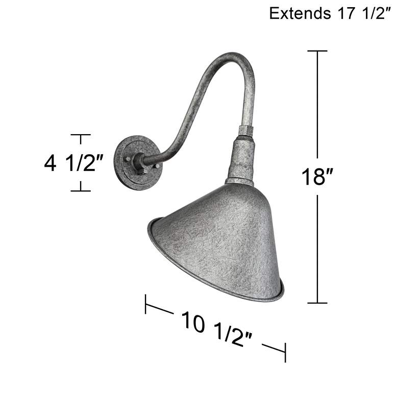 Image 7 Frankilin Iron Works Neihart 18" Galvanized RLM Outdoor Wall Light more views
