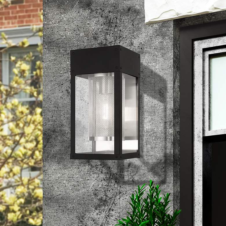 Image 1 Franklin 12" High Black Outdoor Lantern Wall Light