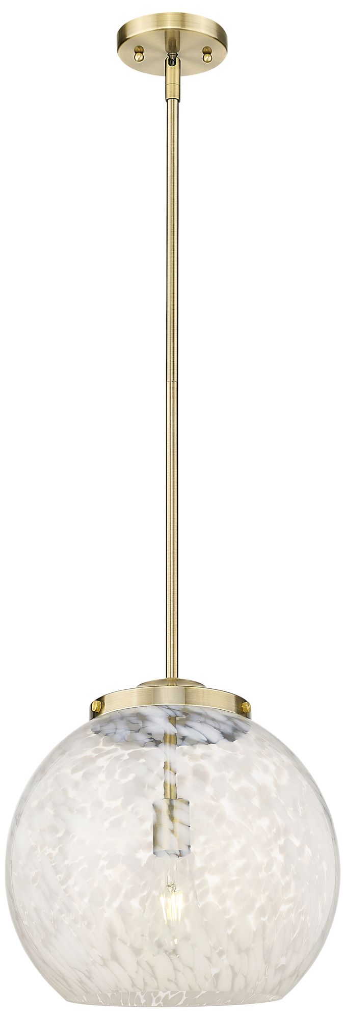 Franklin 13.75"W Antique Brass Stemmed Pendant w/ White Mouchette Shad