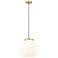 Franklin 13.75"W Antique Brass Stemmed Pendant w/ White Venetian Shade