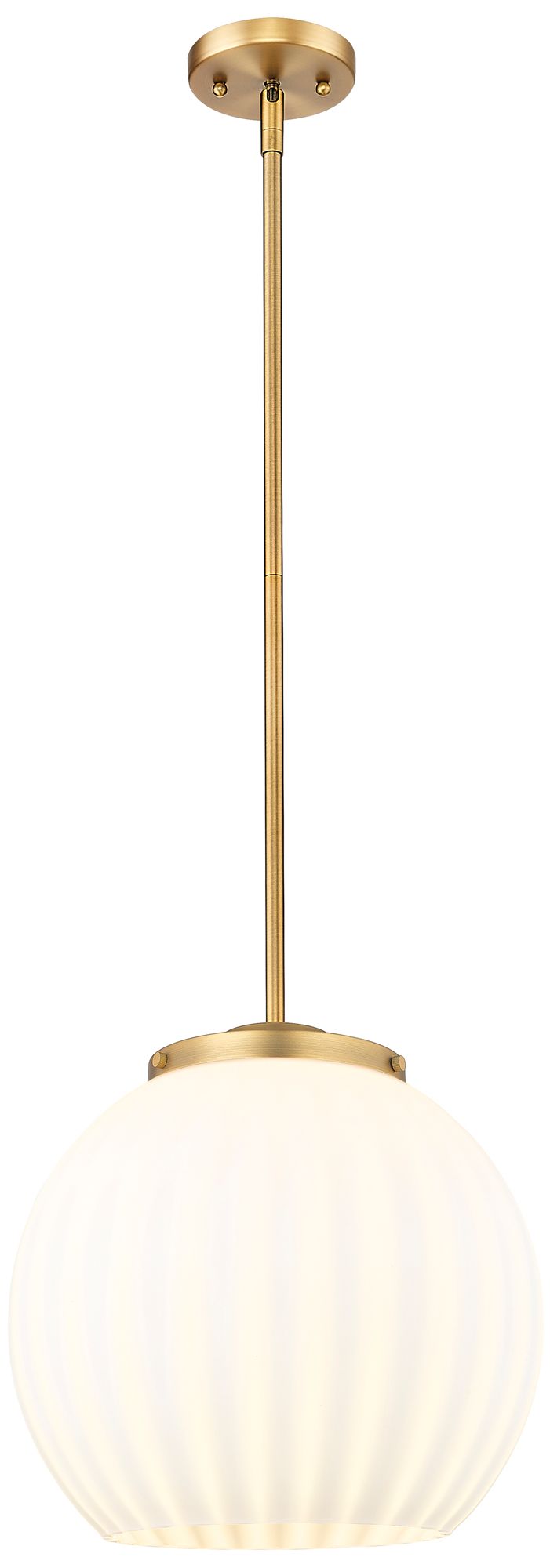 Franklin 13.75"W Brushed Brass Stemmed Pendant w/ White Venetian Shade