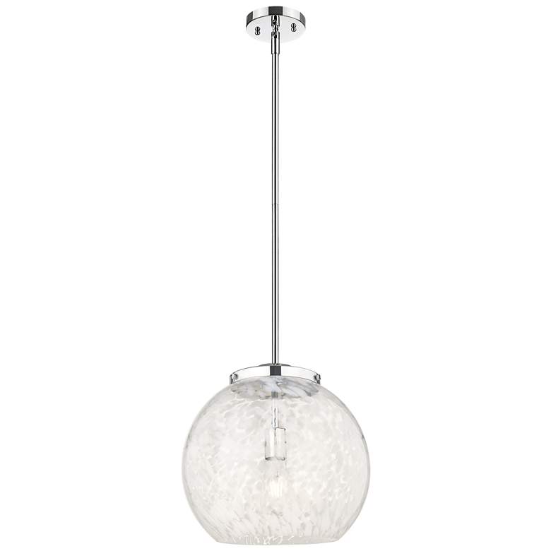 Image 1 Franklin 13.75"W Chrome Stemmed Pendant w/ White Mouchette Shade