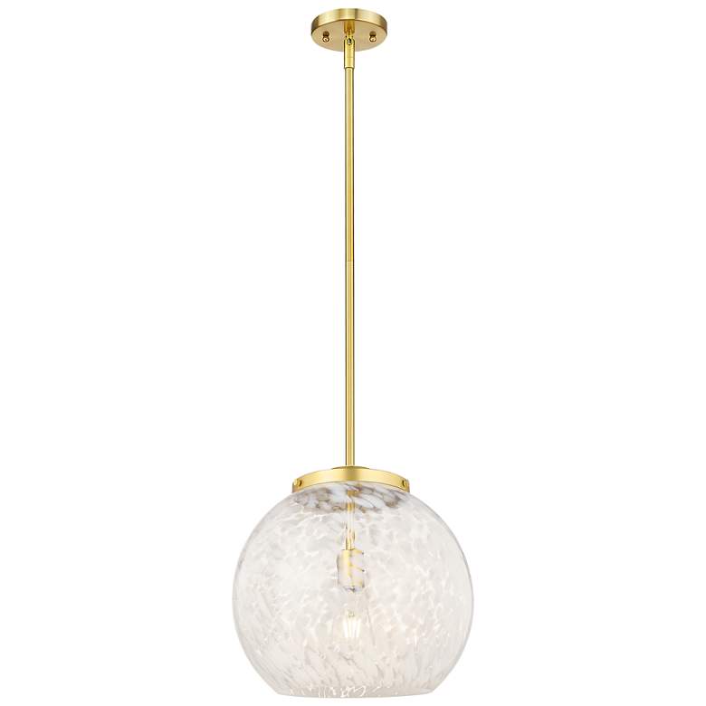 Image 1 Franklin 13.75"W Gold Stemmed Pendant w/ White Mouchette Shade