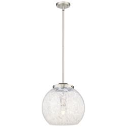Franklin 13.75"W Satin Nickel Stemmed Pendant w/ White Mouchette Shade